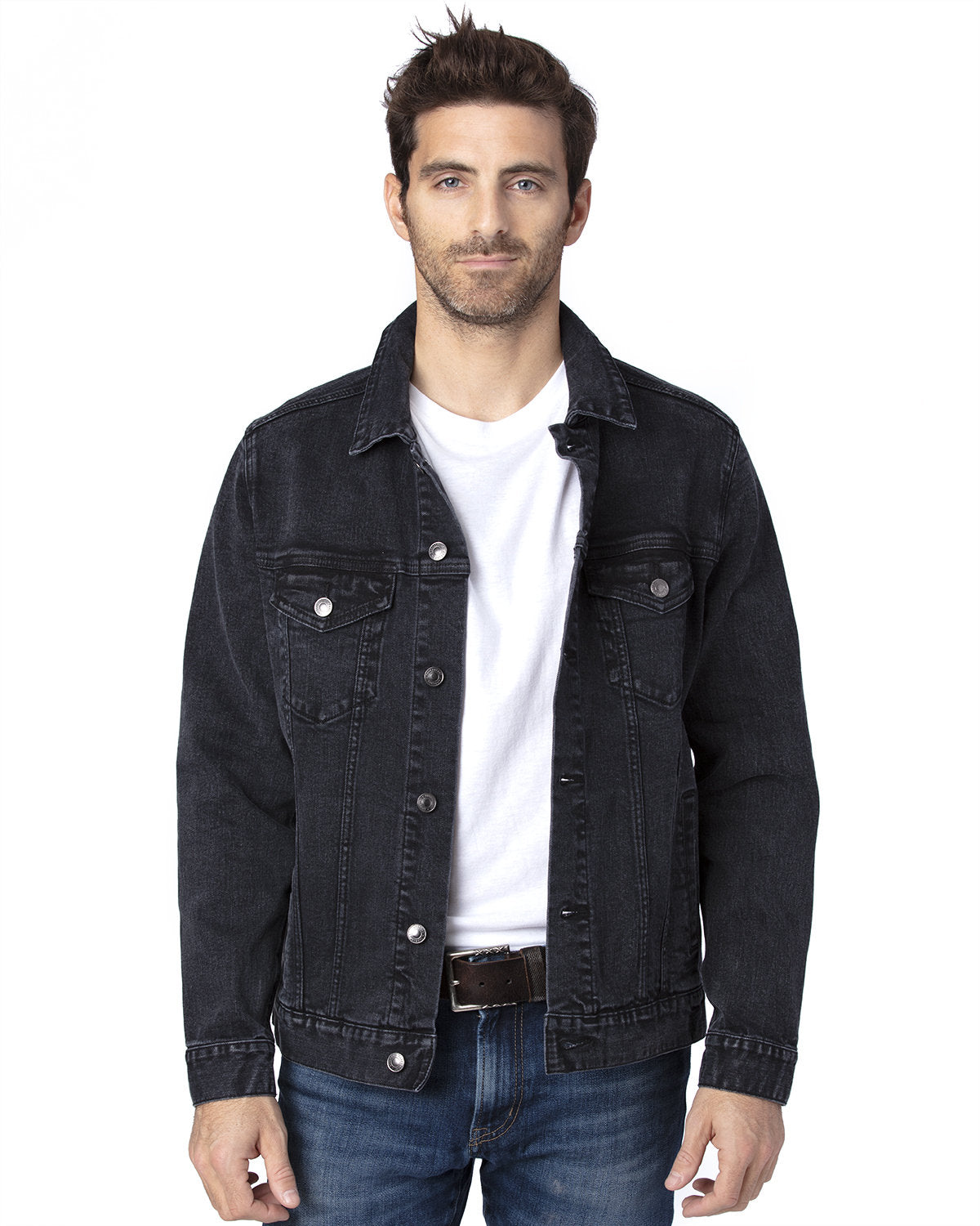 Threadfast Unisex Denim Jacket - Front