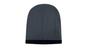 Acrylic 2 Tone Rolled Down Beanie - Custom Embroidered - HP_4188 - Charcoal with Black