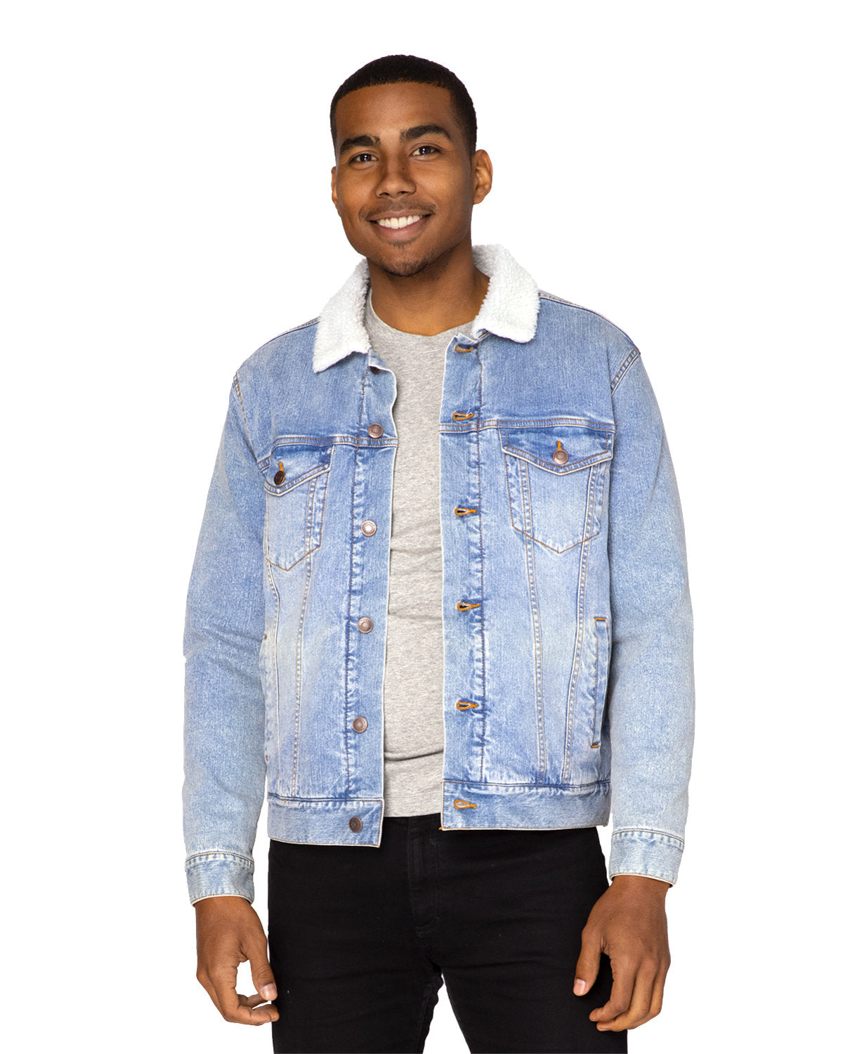 Threadfast Unisex Sherpa-Lined Denim Jacket - Of Wht