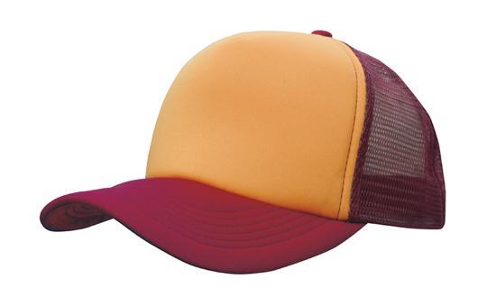 Mesh Back Baseball Cap - Gold With Maroon