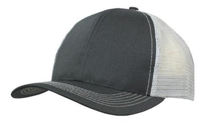 6 Panel Mesh Back Cap Breathable P-Twill - Black With Gray