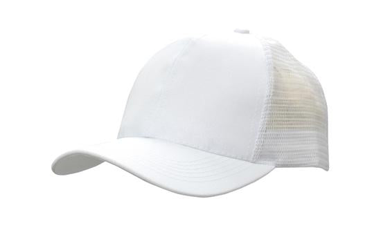 6 Panel Mesh Back Cap Breathable P-Twill - White