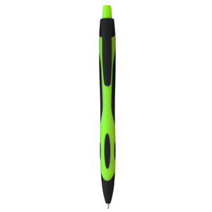 Sleek Write Two-Tone Rubberized Pen - Black With Lime