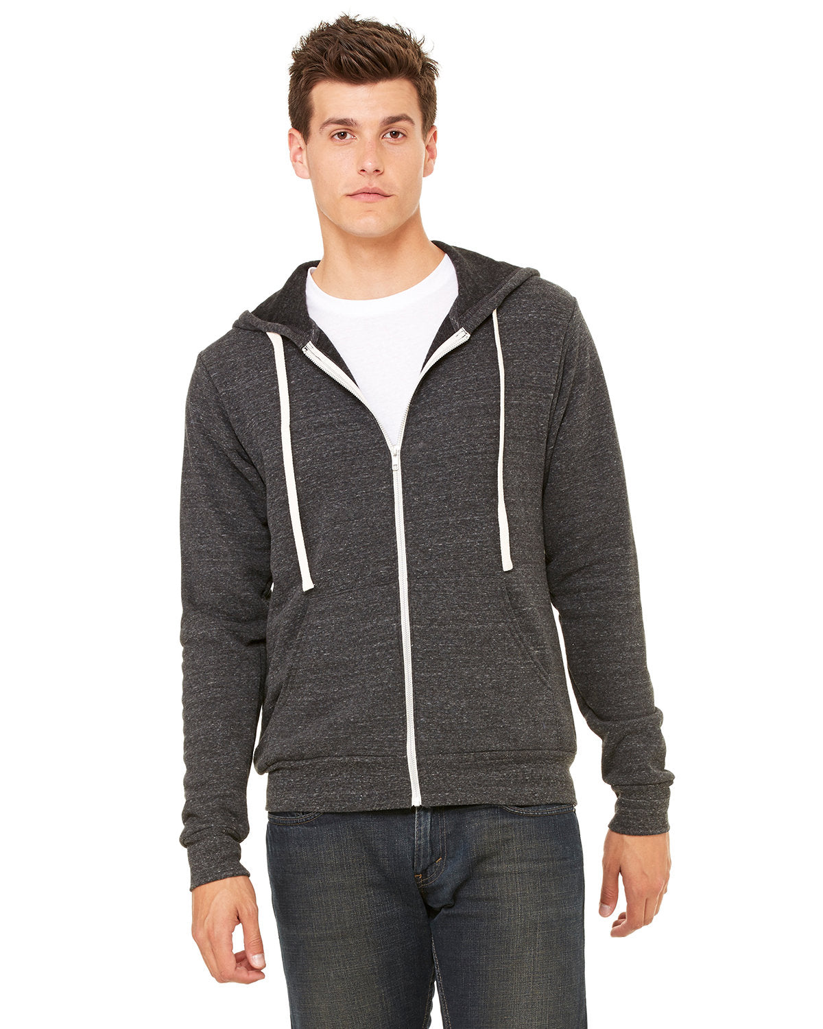 Bella + Canvas Unisex Triblend Sponge Fleece Full-Zip Hoodie - Front