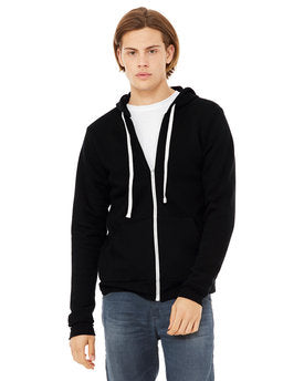 Bella + Canvas Unisex Triblend Sponge Fleece Full-Zip Hoodie - Solid Blk Trblnd