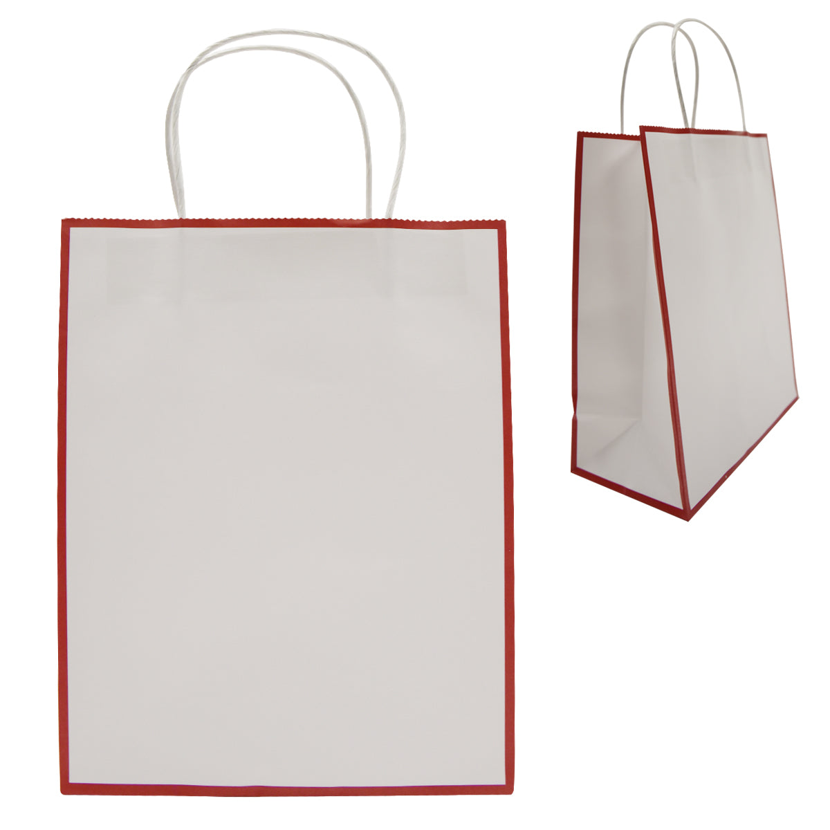 Laminated Paper Gift Bag - White With Red