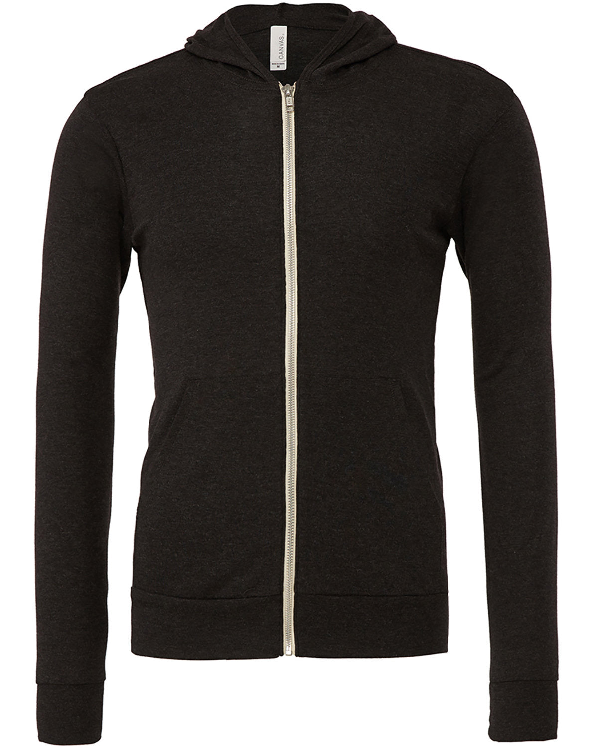 Bella + Canvas Unisex Triblend Full-Zip Lightweight Hoodie - Char Blk Triblnd