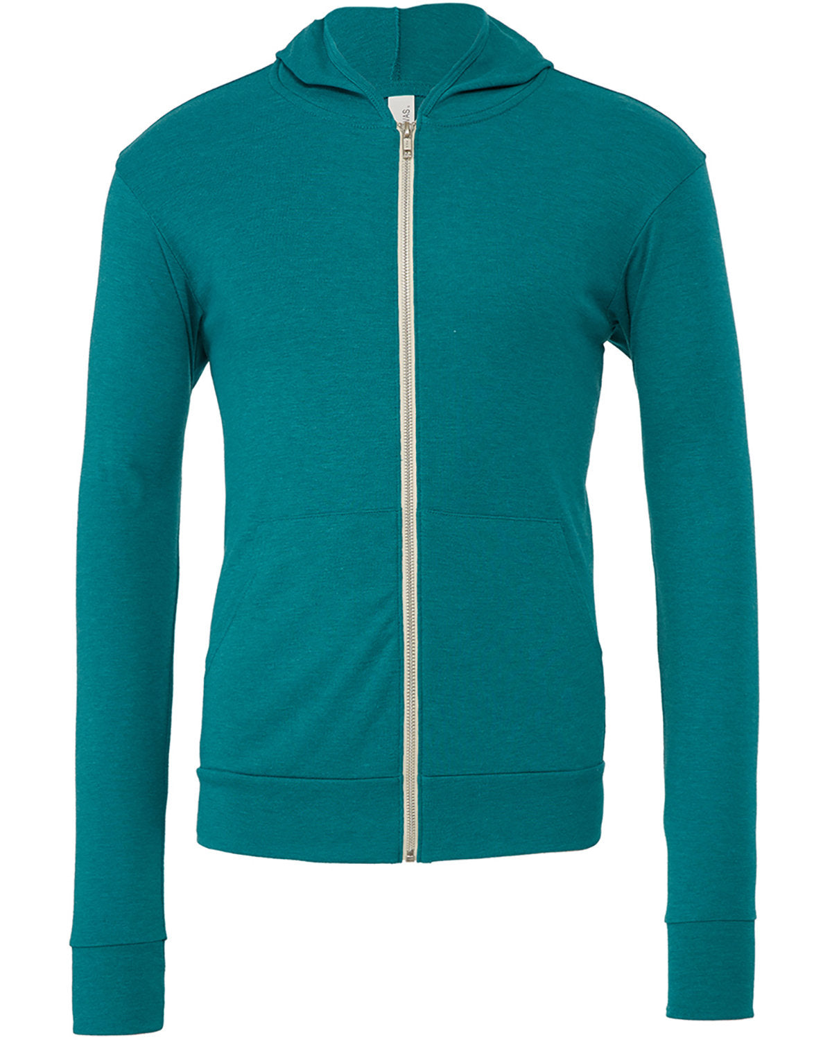 Bella + Canvas Unisex Triblend Full-Zip Lightweight Hoodie - Teal Triblend
