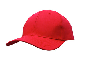 6 Panel Cotton Twill Cap - Red