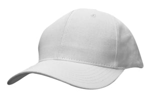 6 Panel Cotton Twill Cap - White