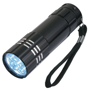 Aluminum Led Flashlight With Strap - Black