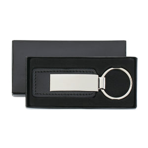 Leatherette Key Tag - Silver With Black