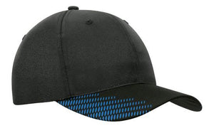 6 Panel Breathe P-Twill with Peak Print Cap - Black With Cyan
