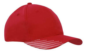 6 Panel Breathe P-Twill with Peak Print Cap - Red With White