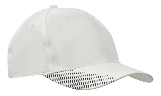 6 Panel Breathe P-Twill with Peak Print Cap - White With Black