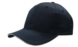 6 Panel Cap Breathable P-Twill with Sandwich - Navy With White