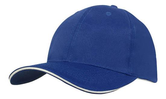 6 Panel Cap Breathable P-Twill with Sandwich - Royal With White