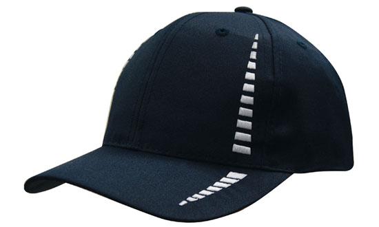 6 Panel Cap Breathable P-Twill Emb Checks - Navy With White