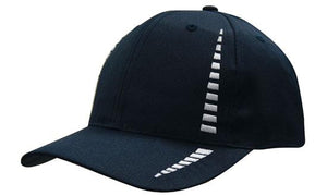 6 Panel Cap Breathable P-Twill Emb Checks - Navy With White