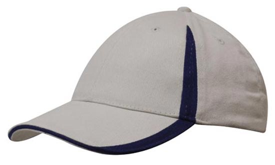 6 Panel BHC Cap with Inserts On Peak & Crown - Stone With Navy