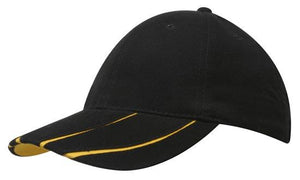 6 Panel BHC Cap with Peak Inserts - Black With Gold