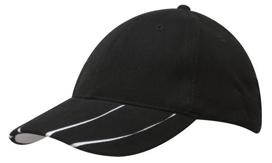 6 Panel BHC Cap with Peak Inserts - Black With White
