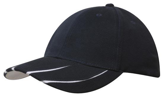 6 Panel BHC Cap with Peak Inserts - Navy With White
