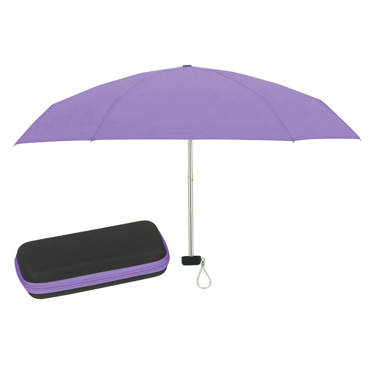 37" Arc Telescopic Folding Travel Umbrella With Eva Case - Purple