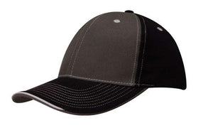 6 Panel BHC 2 Tone Cap with Sandwich Lip - Black With Charcoal And White