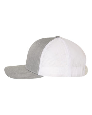 Richardson 112 Adjustable Snapback Trucker Cap - Heather Grey With White