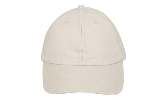 6 Panel Chino Cap with Distressed Peak - Stone With Black