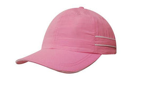 Microfibre Sports Cap Piping-Sand - Pink With White