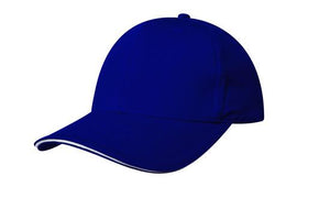 6 Panel Chino Twill Cap with Sandwich - Royal With White