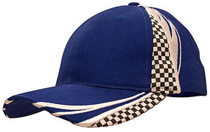 6 Panel Checks & Embroidery Cap - Royal With White