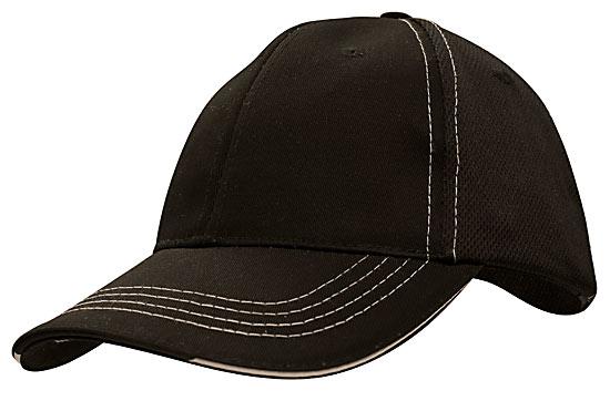 6 Panel Cool Mesh Trucker Cap with Sandwich - Black With Black