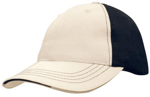 6 Panel Cool Mesh Trucker Cap with Sandwich - White With Navy
