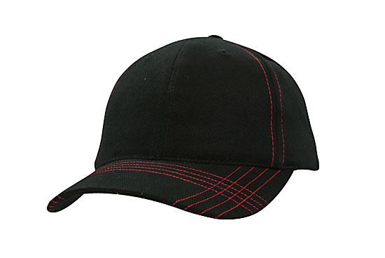 6 Onl BHC Cap with Contrast Stitching - Black With Red