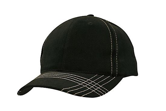 6 Onl BHC Cap with Contrast Stitching - Black With White