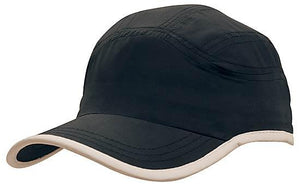 6 Panel Microfiber Sports Cap - Navy With White