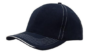 6 Panel BHC Cap with Contrast Sts & Sandwich - Black With White