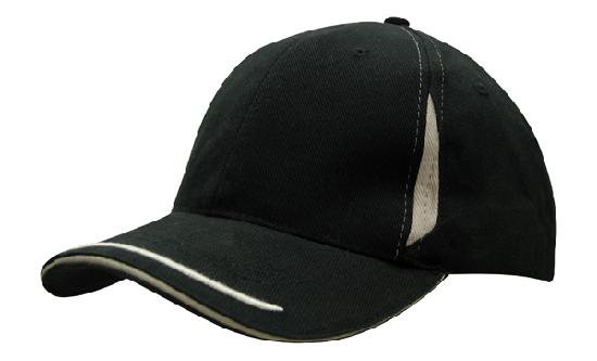 6 Panel BHC Cap Crown Insert & Sandwich - Black With Gray