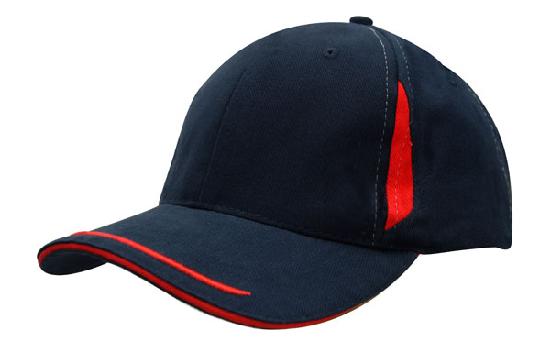 6 Panel BHC Cap Crown Insert & Sandwich - Navy With Red