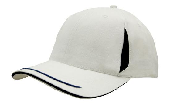 6 Panel BHC Cap Crown Insert & Sandwich - White With Navy