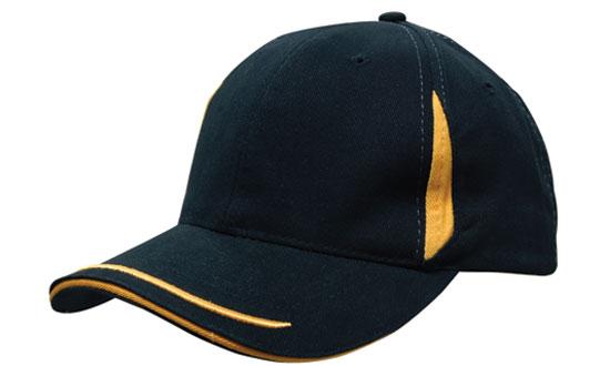 6 Panel BHC Cap Crown Insert & Sandwich - Black With Gold