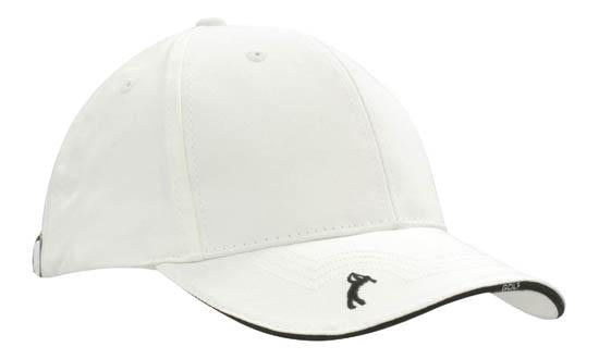 6 Panel Chino Twill Golf Cap - White