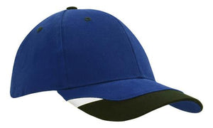 6 Panel BHC Cap with Peak Indent & Print - Royal With Black And White
