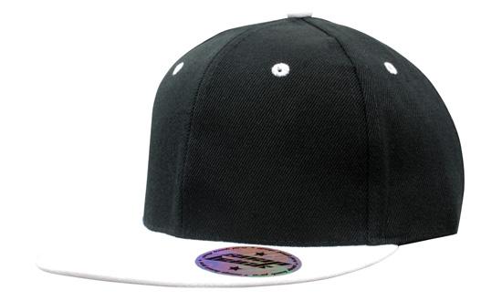 6 Panel American-T Flat Peak 2 Tone Cap - Black With White