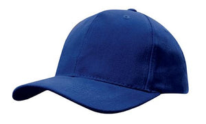 6 Panel Brushed Heavy Cotton Cap with Plastic Strap - Royal