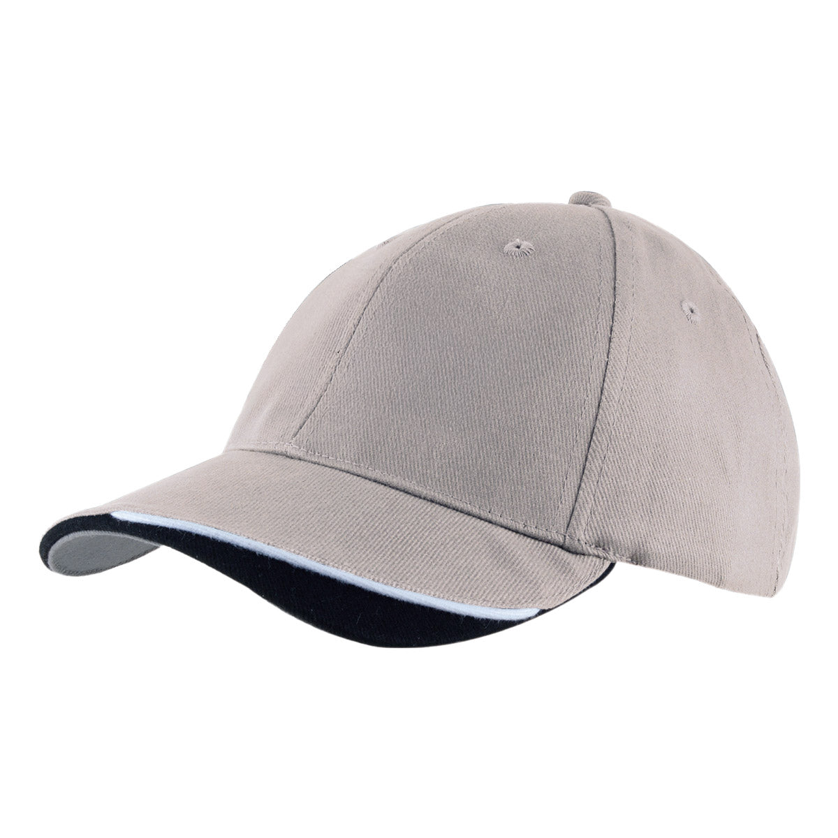 6 Panel HBC Cap with Peak Indent & Sandwich - Custom Embroidered - St/wh/bl