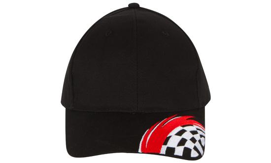 6 Panel Brush Cotton Cap Swoosh-Checks - Black/Red/White